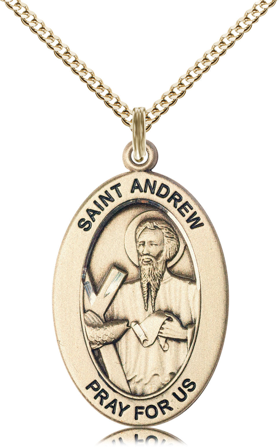 Saint Andrew the Apostle Pendant - 18" Chain Necklace