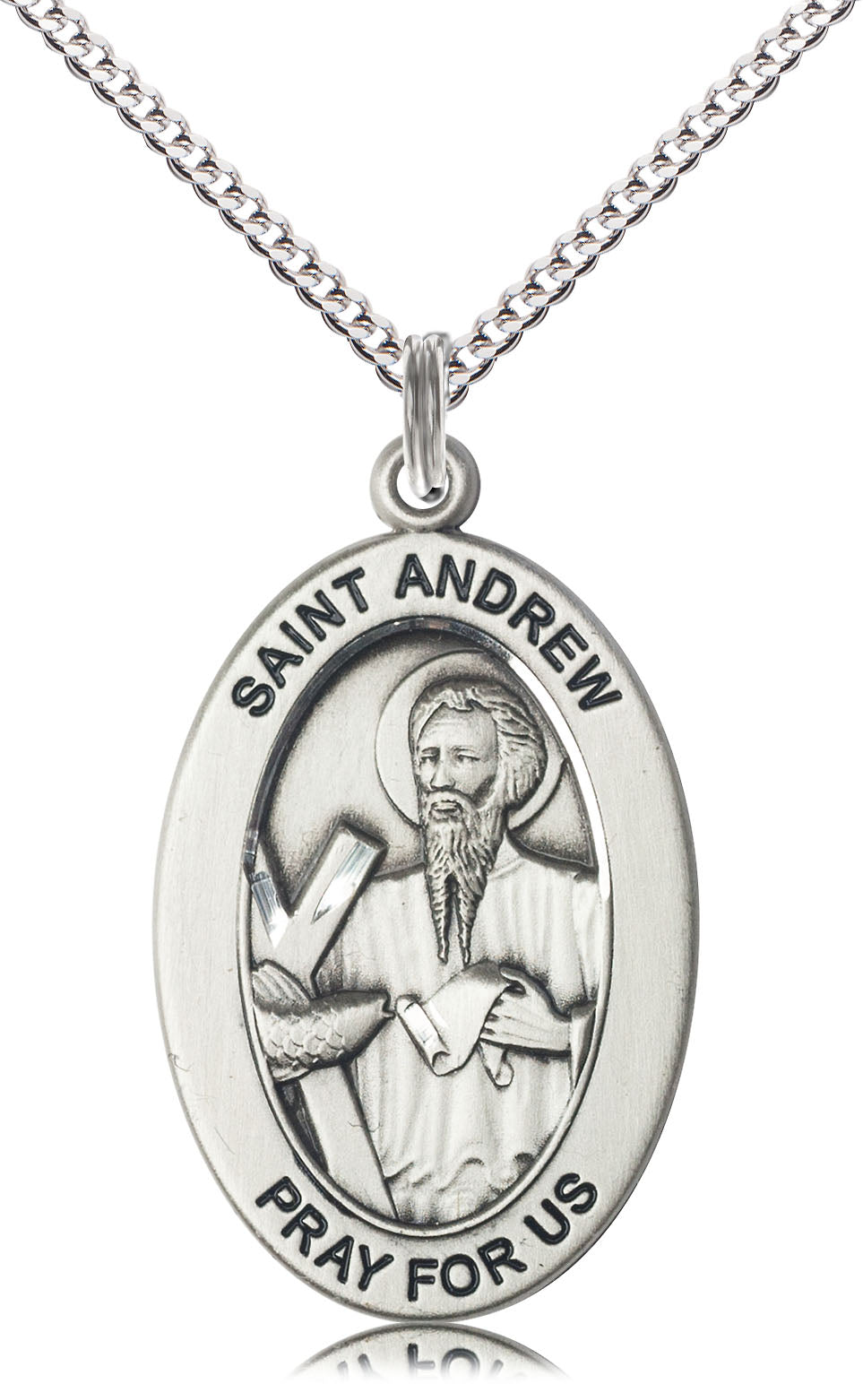 Saint Andrew the Apostle Pendant - 18" Chain Necklace
