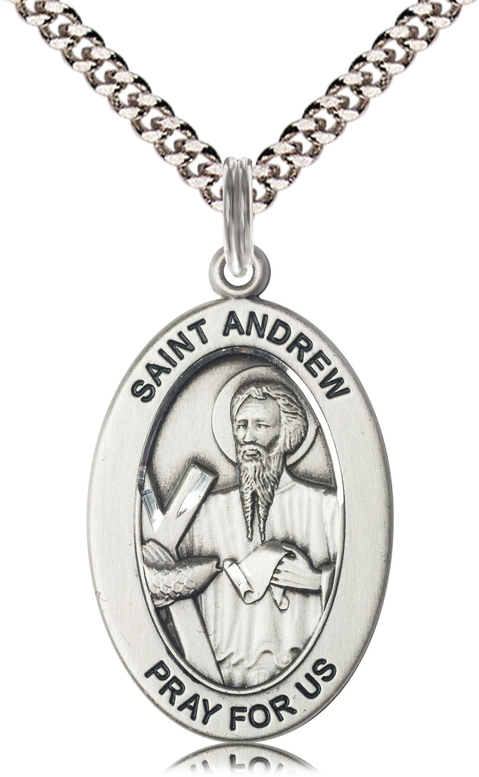 Saint Andrew the Apostle Pendant - 24" Chain Necklace