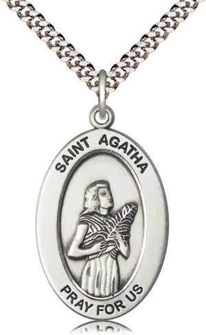 Saint Agatha Pendant - 24" Chain Necklace