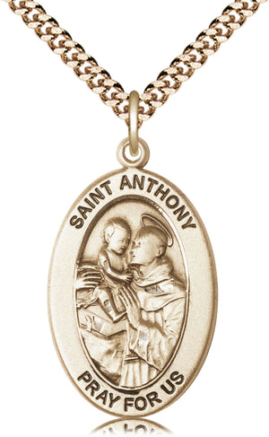 Saint Anthony of Padua Pendant - 24" Chain Necklace
