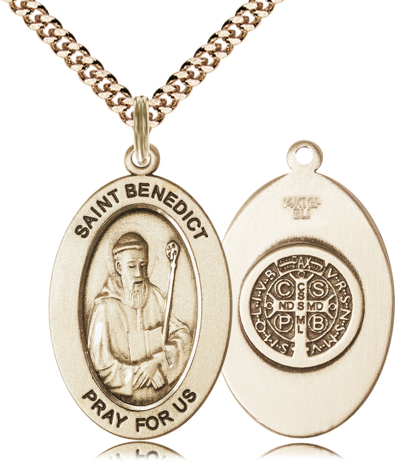 Saint Benedict Pendant - 24" Chain Necklace