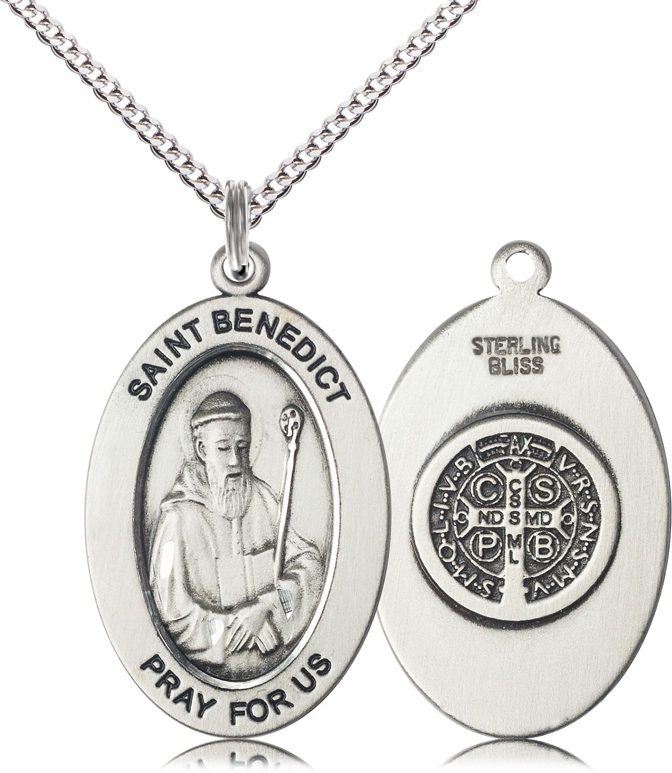 Saint Benedict Pendant - 18" Chain Necklace