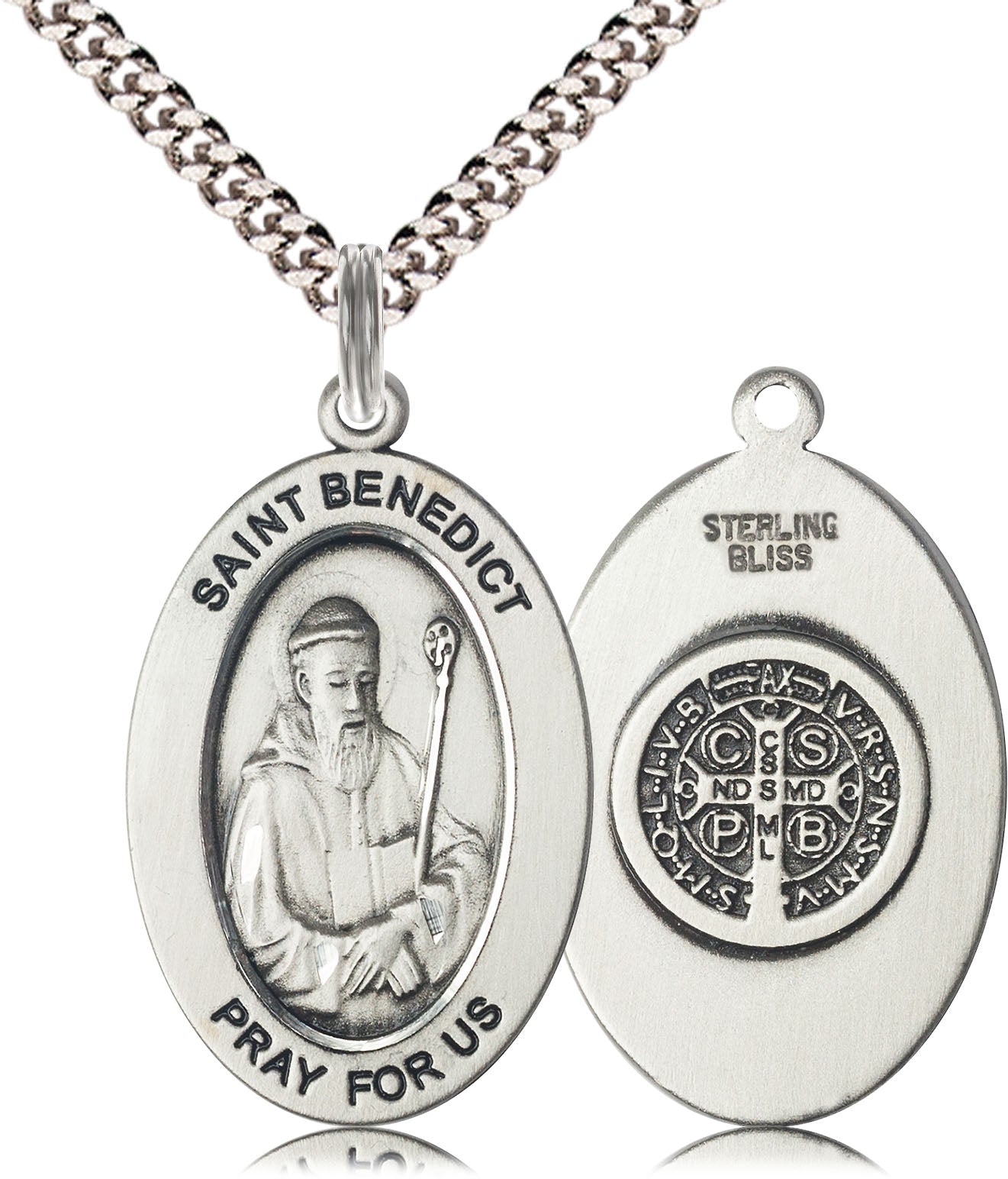 Saint Benedict Pendant - 24" Chain Necklace