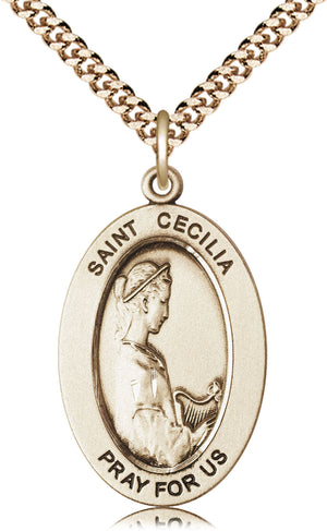 Saint Cecilia Pendant - 24" Chain Necklace