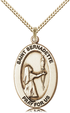 Saint Bernadette Pendant - 18" Chain Necklace