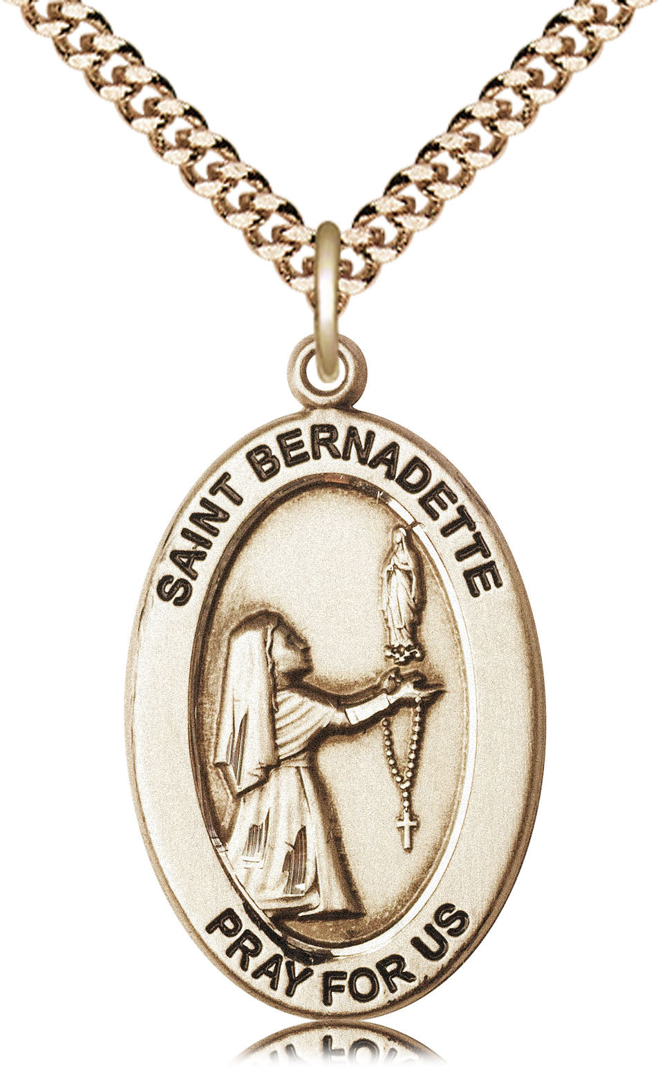 Saint Bernadette Pendant - 24" Chain Necklace