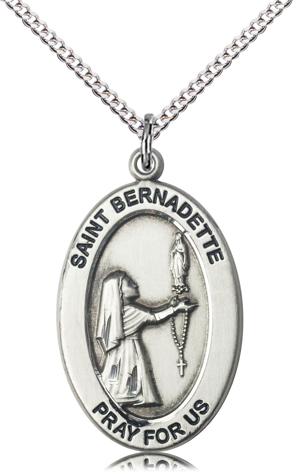 Saint Bernadette Pendant - 18" Chain Necklace