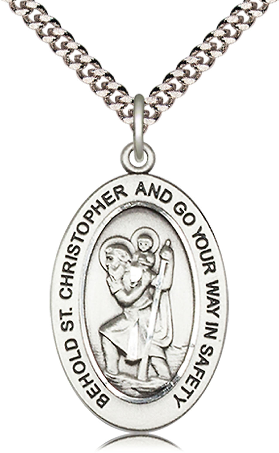 Saint Christopher Pendant - 24" Chain Necklace