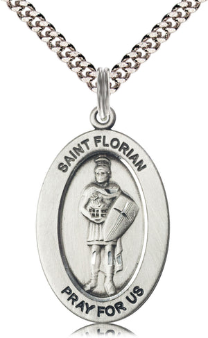 Saint Florian Pendant - 24" Chain Necklace