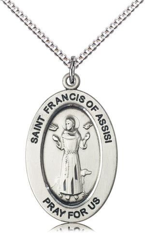 Saint Francis of Assisi Pendant - 18" Chain Necklace