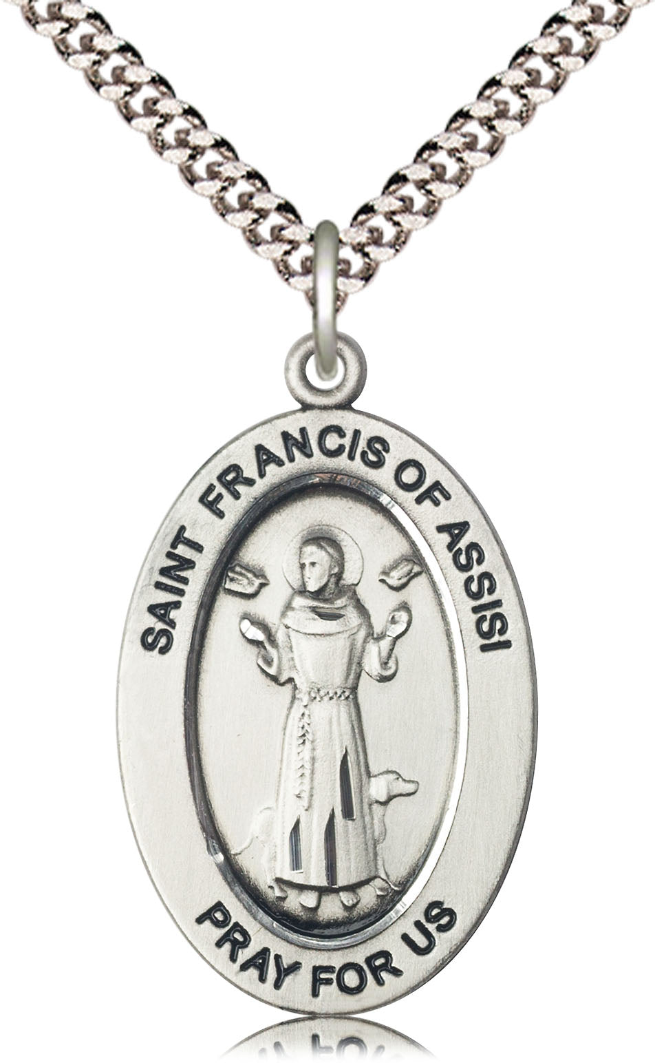 Saint Francis of Assisi Pendant - 24" Chain Necklace