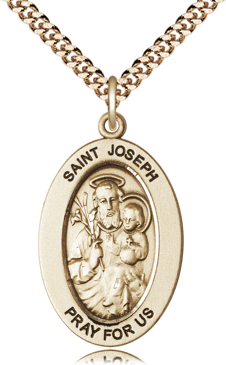 Saint Joseph Pendant - 24" Chain Necklace