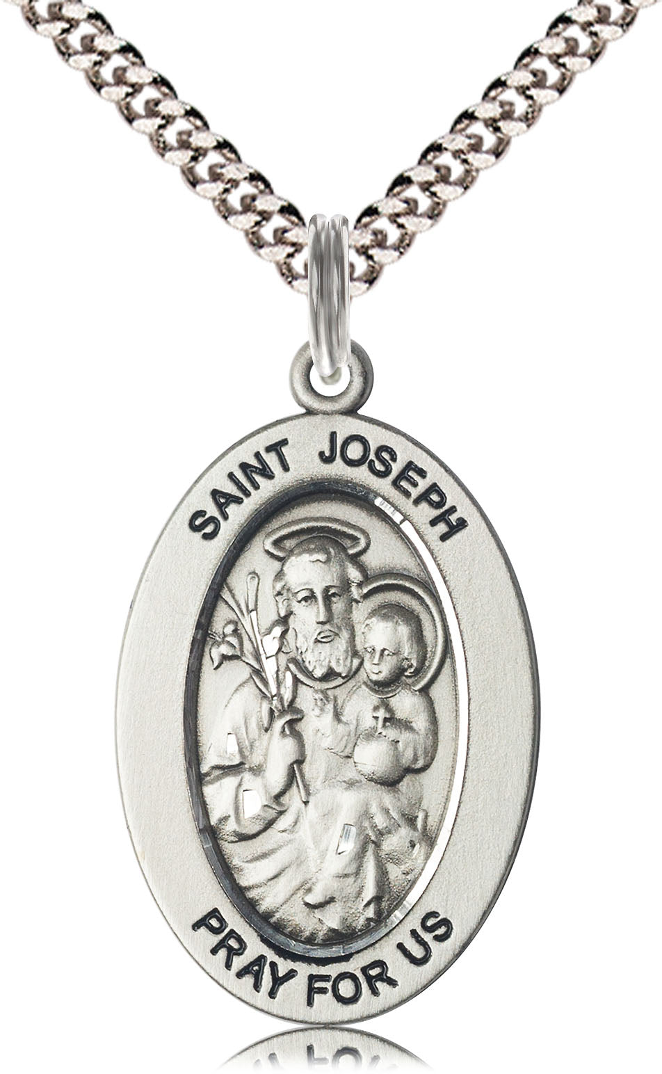 Saint Joseph Pendant - 24" Chain Necklace