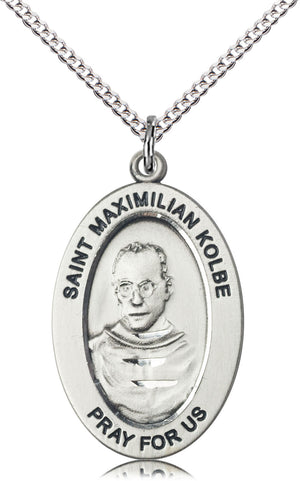 Saint Maximilian Kolbe Pendant - 18" Chain Necklace