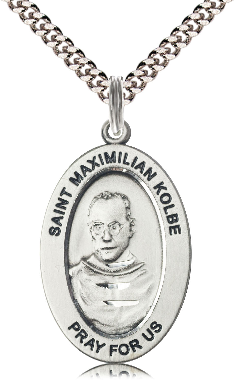 Saint Maximilian Kolbe Pendant - 24" Chain Necklace