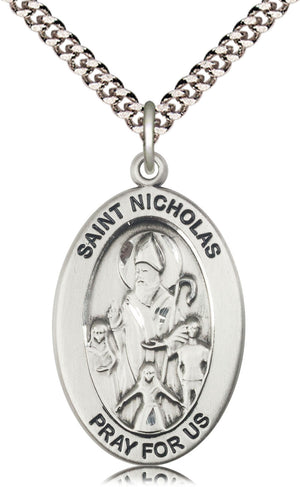 Saint Nicholas Pendant - 24" Chain Necklace