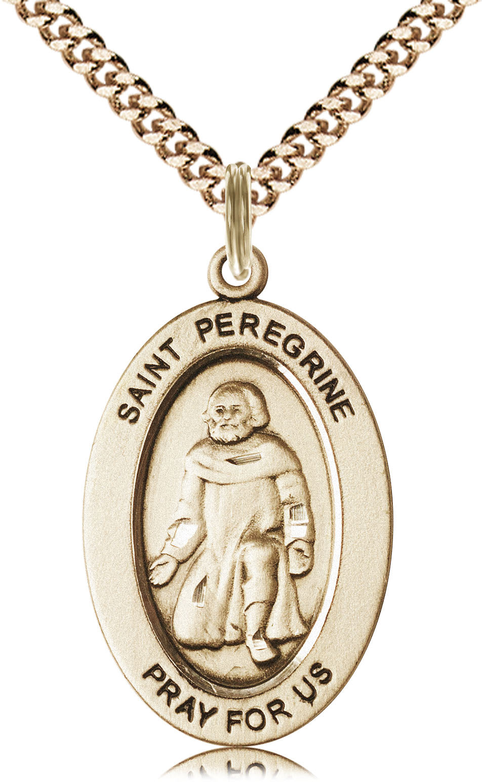 Saint Peregrine Pendant - 24" Chain Necklace