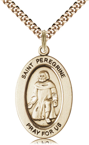 Saint Peregrine Pendant - 24" Chain Necklace