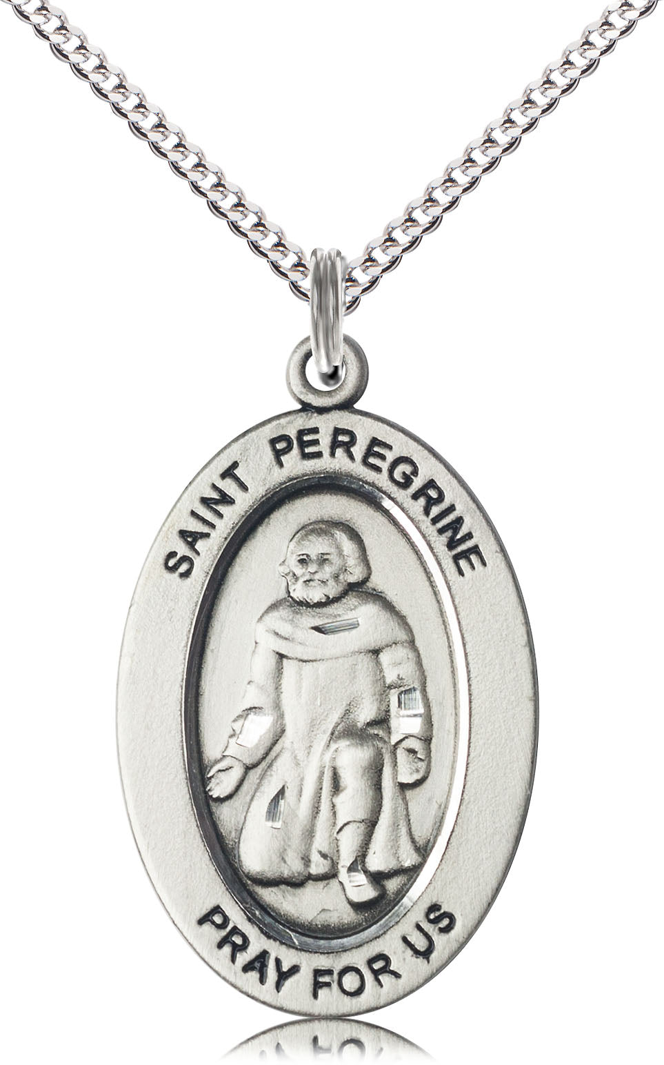 Saint Peregrine Pendant - 18" Chain Necklace