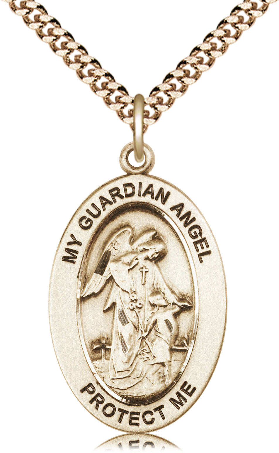 Guardian Angel w/Child Pendant - 24" Chain Necklace