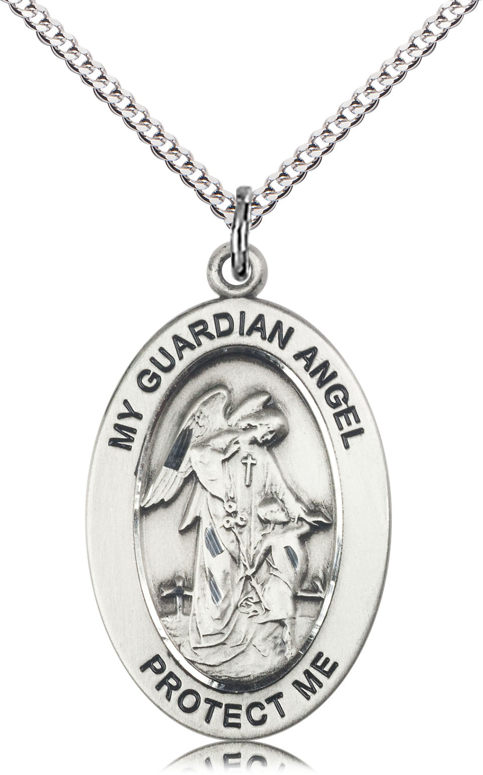 Guardian Angel w/Child Pendant Necklace