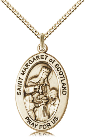 Saint Margaret of Scotland Pendant - 18" Chain Necklace