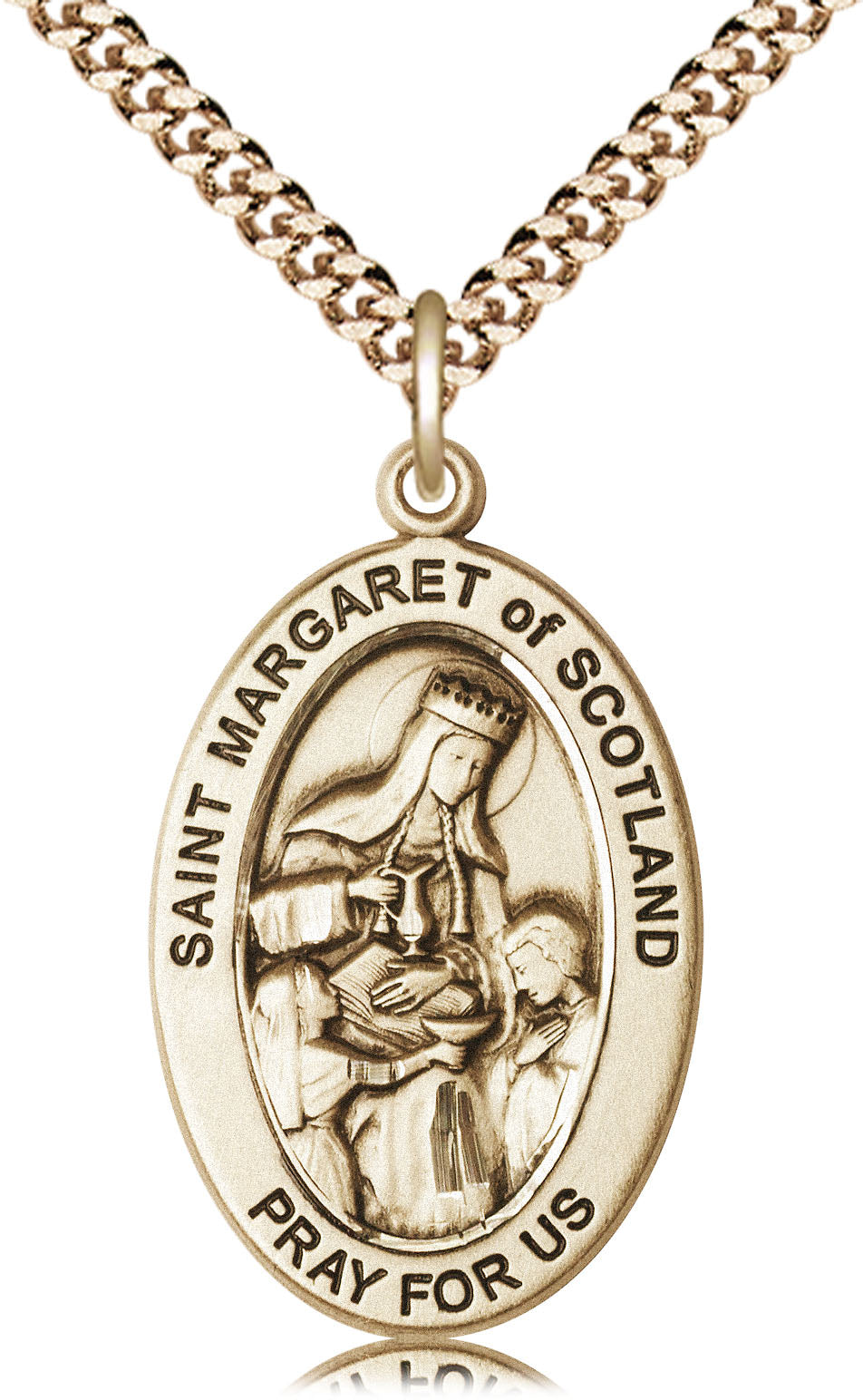 Saint Margaret of Scotland Pendant - 24" Chain Necklace