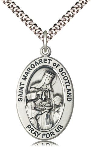 Saint Margaret of Scotland Pendant - 24" Chain Necklace