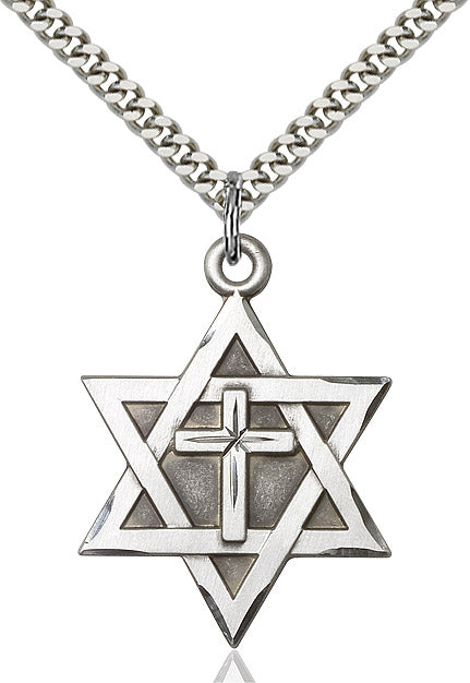 Star of David w/ Cross Pendant - 24" Chain