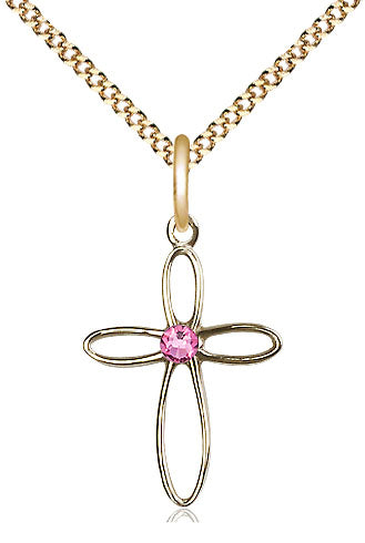 Loop Cross Pendant with Rose Swarovski stone