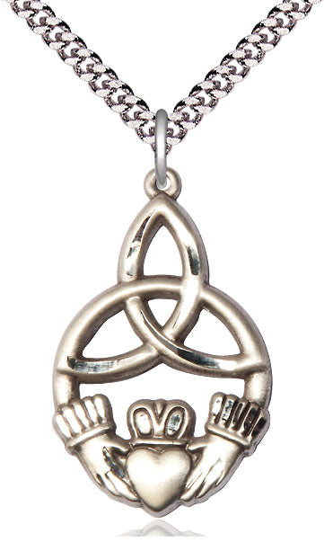 Irish Knot Claddagh Pendant - 24" Chain