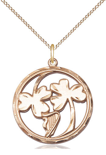 Irish Shamrock Harp Pendant