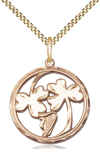 Irish Shamrock Harp Pendant