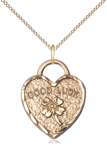 Good Luck Shamrock Heart Pendant Necklace