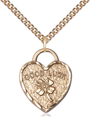 Good Luck Shamrock Heart Pendant Necklace