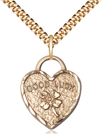 Good Luck Shamrock Heart Pendant Necklace