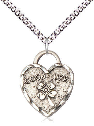 Good Luck Shamrock Heart Pendant Necklace