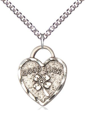 Good Luck Shamrock Heart Pendant Necklace