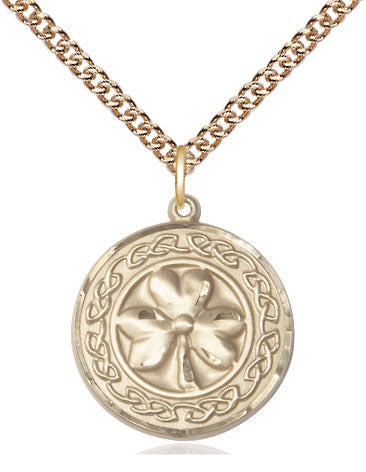 Shamrock w/Celtic Border Pendant - 24" Chain