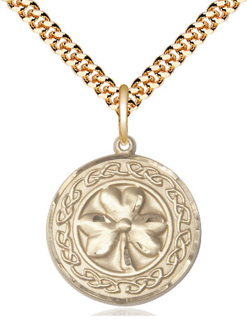 Shamrock w/Celtic Border Pendant - 24" Chain