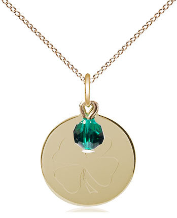 Shamrock Pendant with a Emerald bead