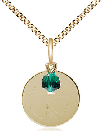 Shamrock Pendant with a Emerald bead