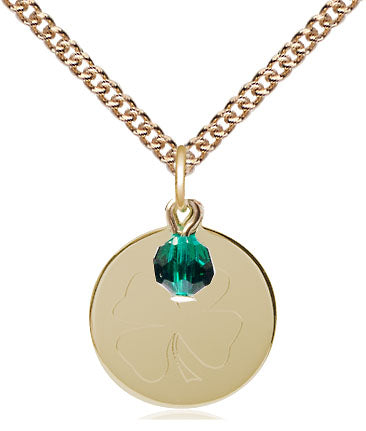 Shamrock Pendant with a Emerald bead - 24" Chain