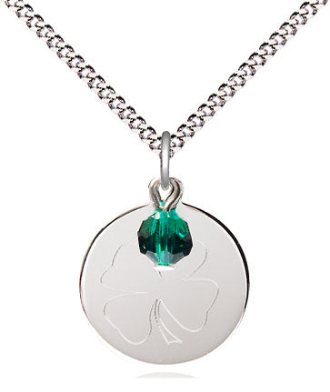 Shamrock Pendant with a Emerald bead