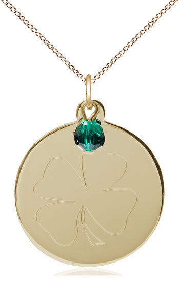 Shamrock Pendant with a Emerald bead