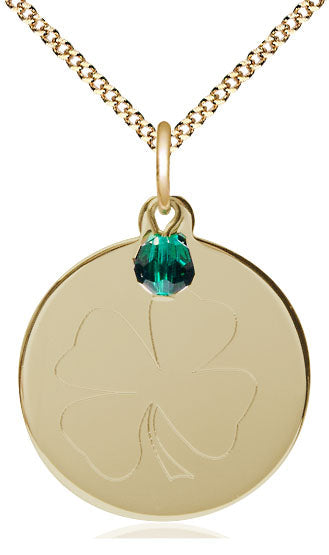 Shamrock Pendant with a Emerald bead