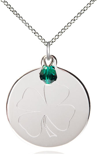 Shamrock Pendant with a Emerald bead