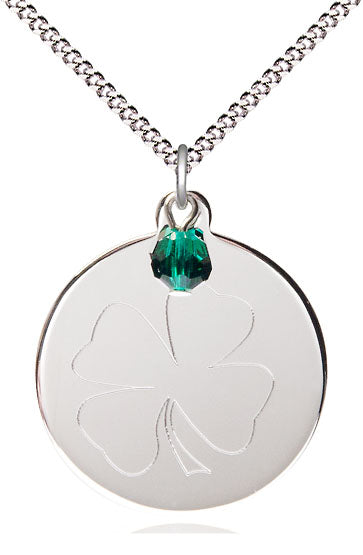 Shamrock Pendant with a Emerald bead