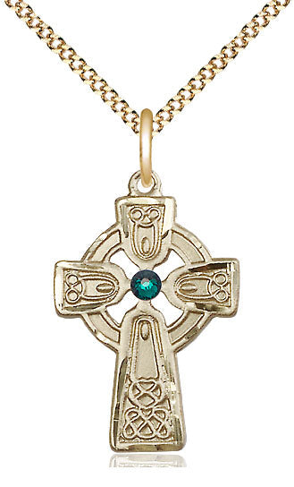 Celtic Cross w/ Emerald Stone Pendant